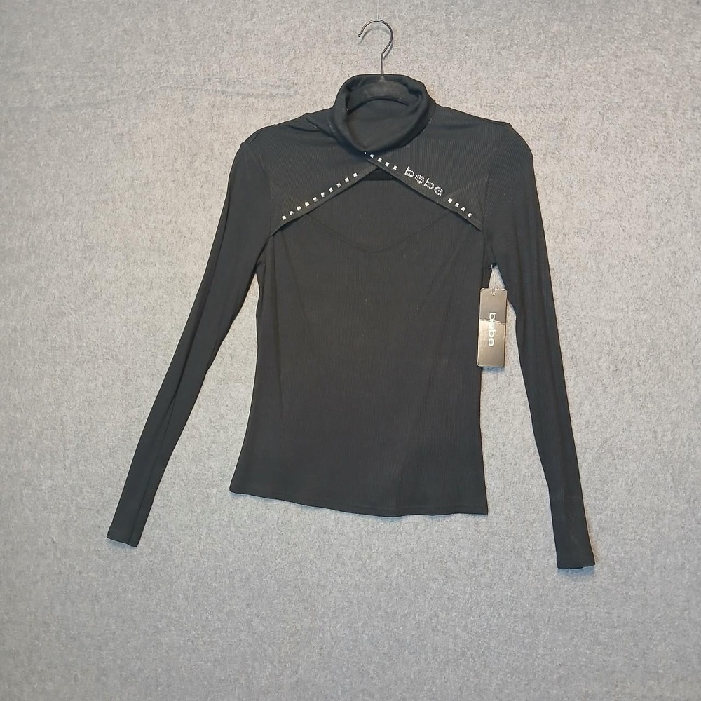 NWT Bebe M long sleeve shirt biker edgy vampire gothic clubwear y2k 90s chic